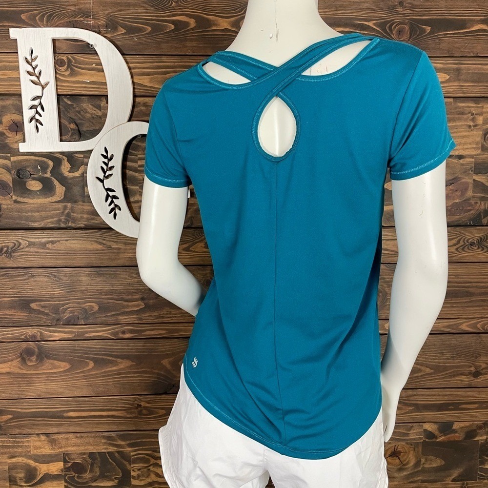 All in‎ Motion | Open Cut Out Back Workout Athletic Wear Short Sleeve Top Teal